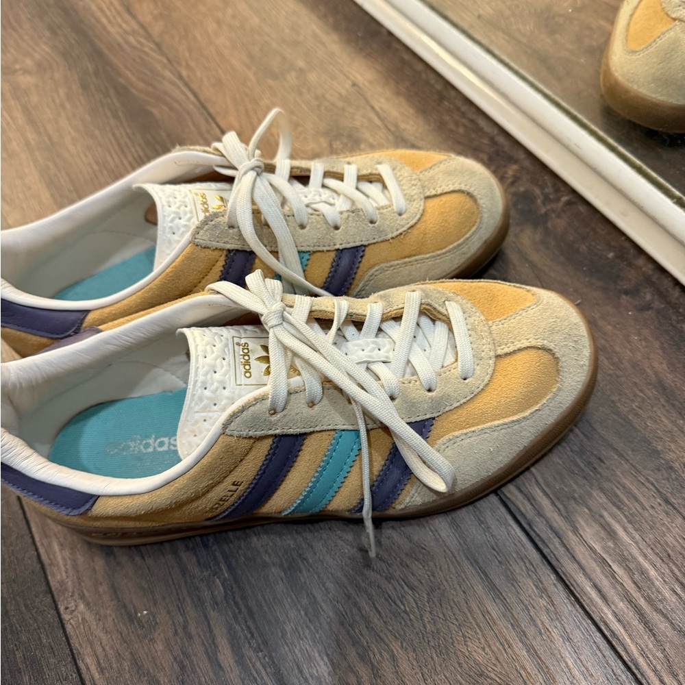 Adidas Gazelle Suede Sneakers Yellow and Purple, 5